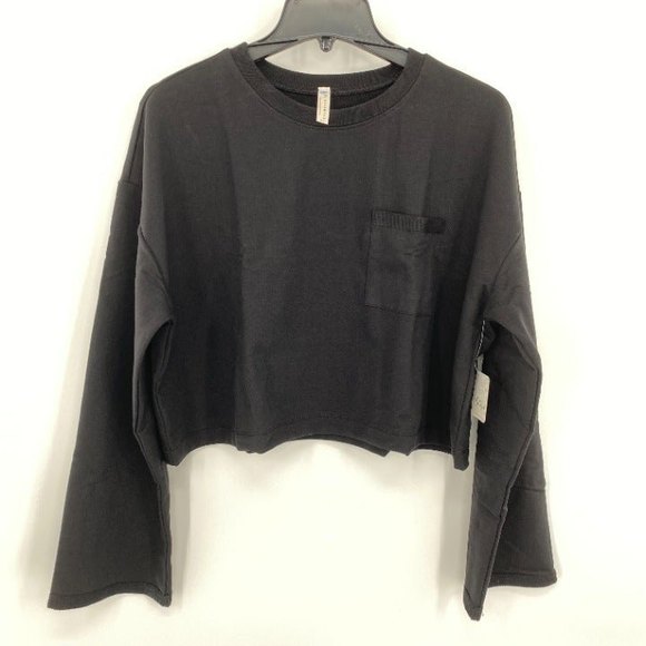 Free People NWT Sunny Set 2 Piece Sweatshirt Shorts Athleisure Set Black Med New - Picture 4 of 13